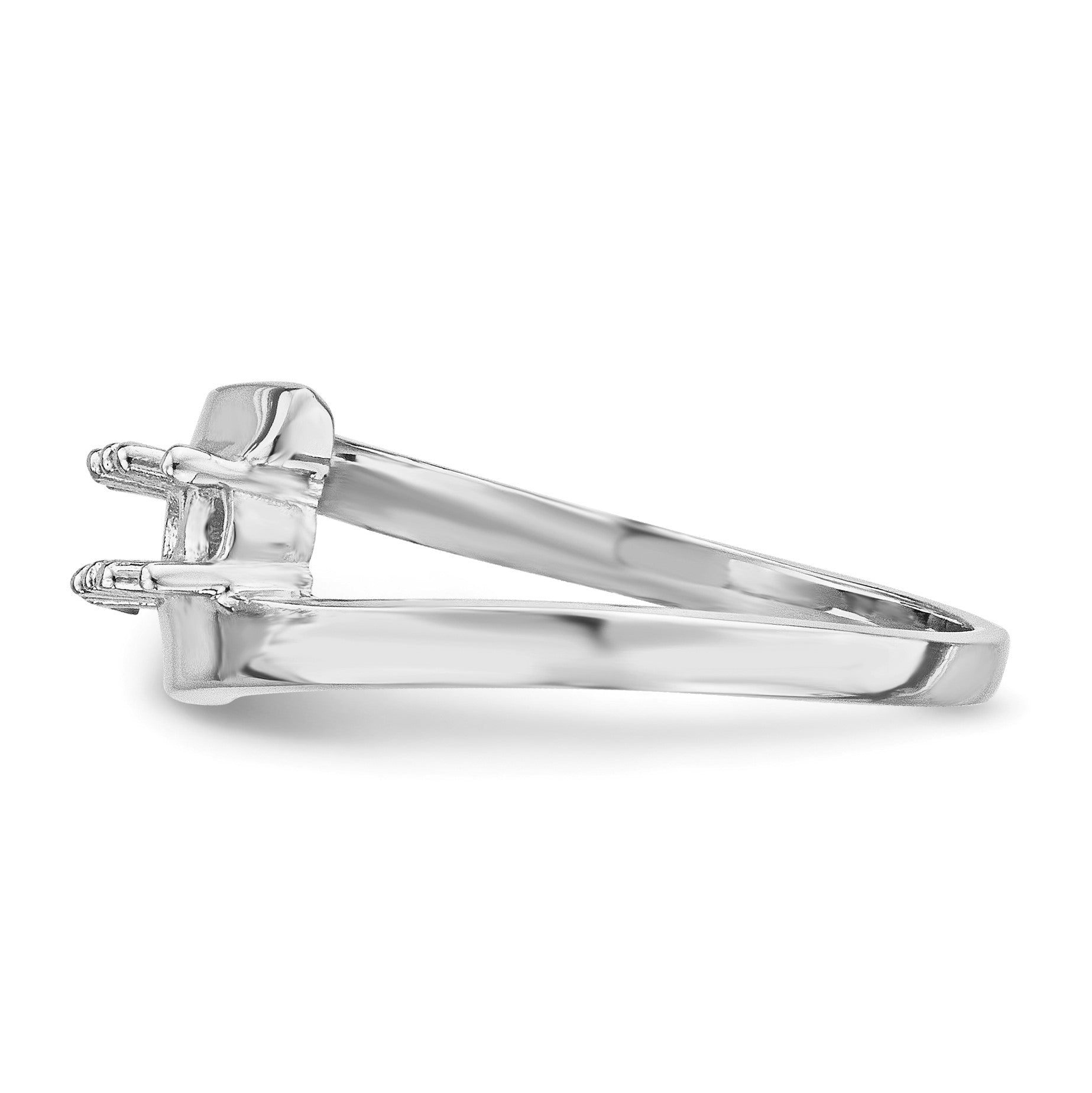 14k White Gold Polished 3-Stone Mothers Ring Mounting