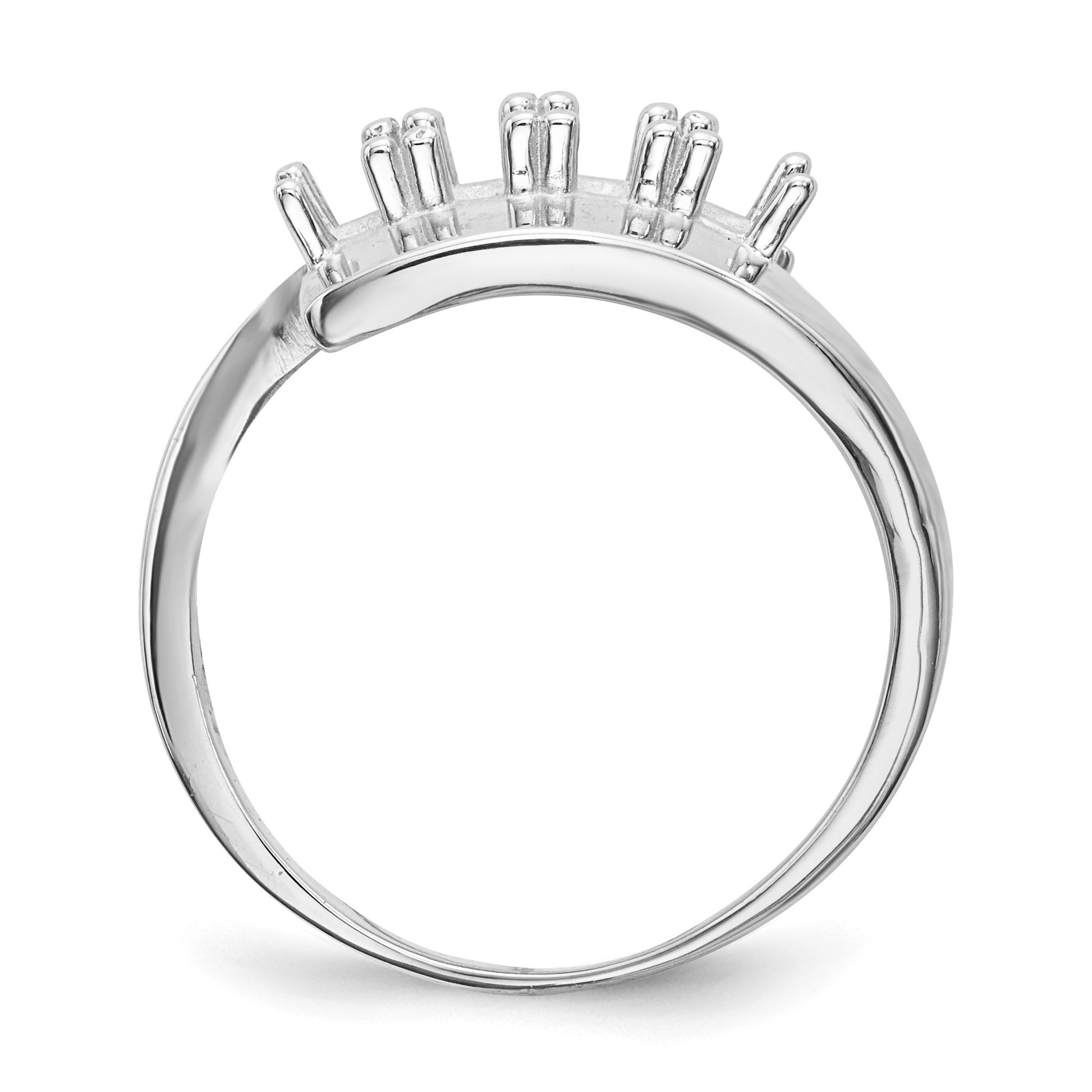 14k White Gold Polished 4-Stone Mothers Ring Mounting