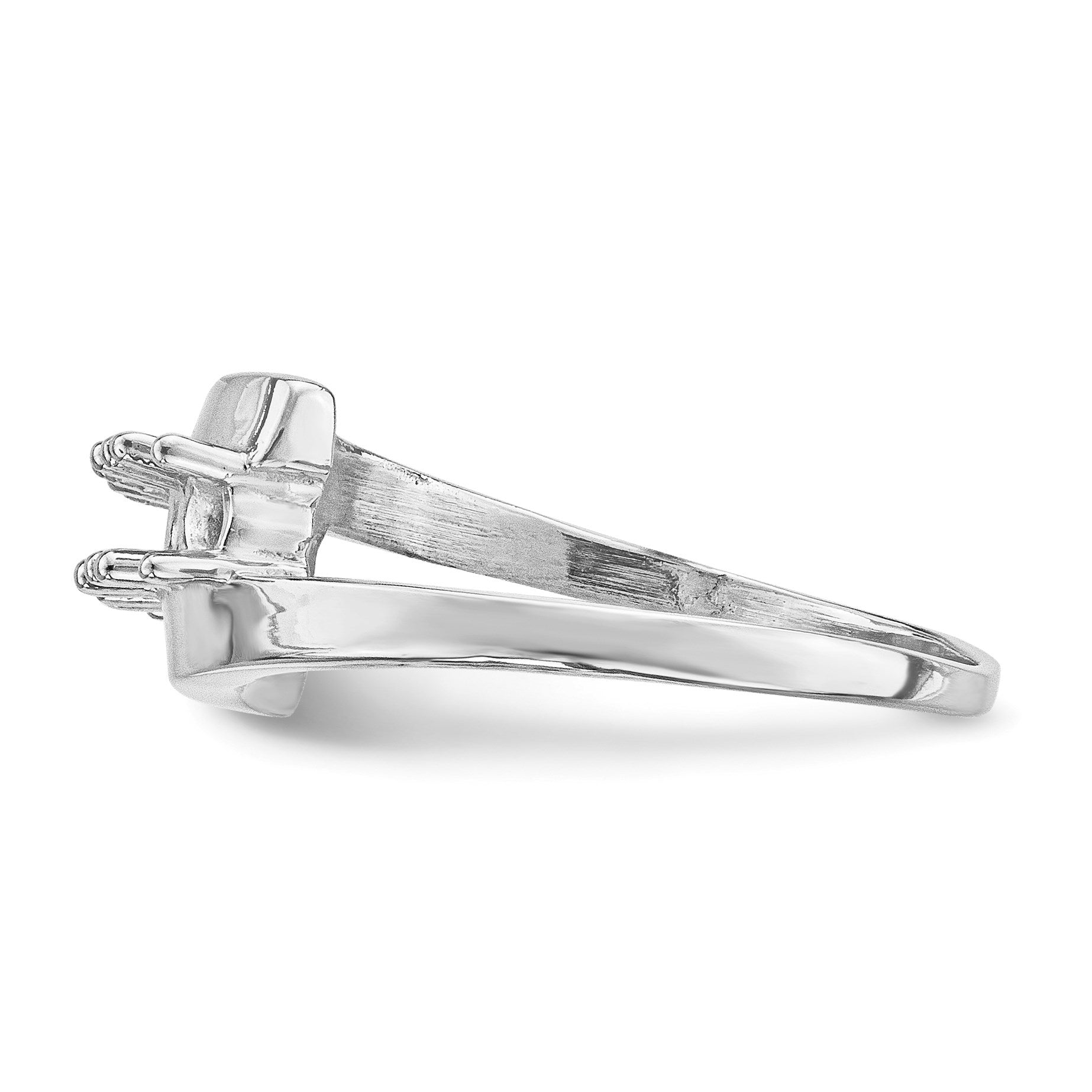 14k White Gold Polished 4-Stone Mothers Ring Mounting