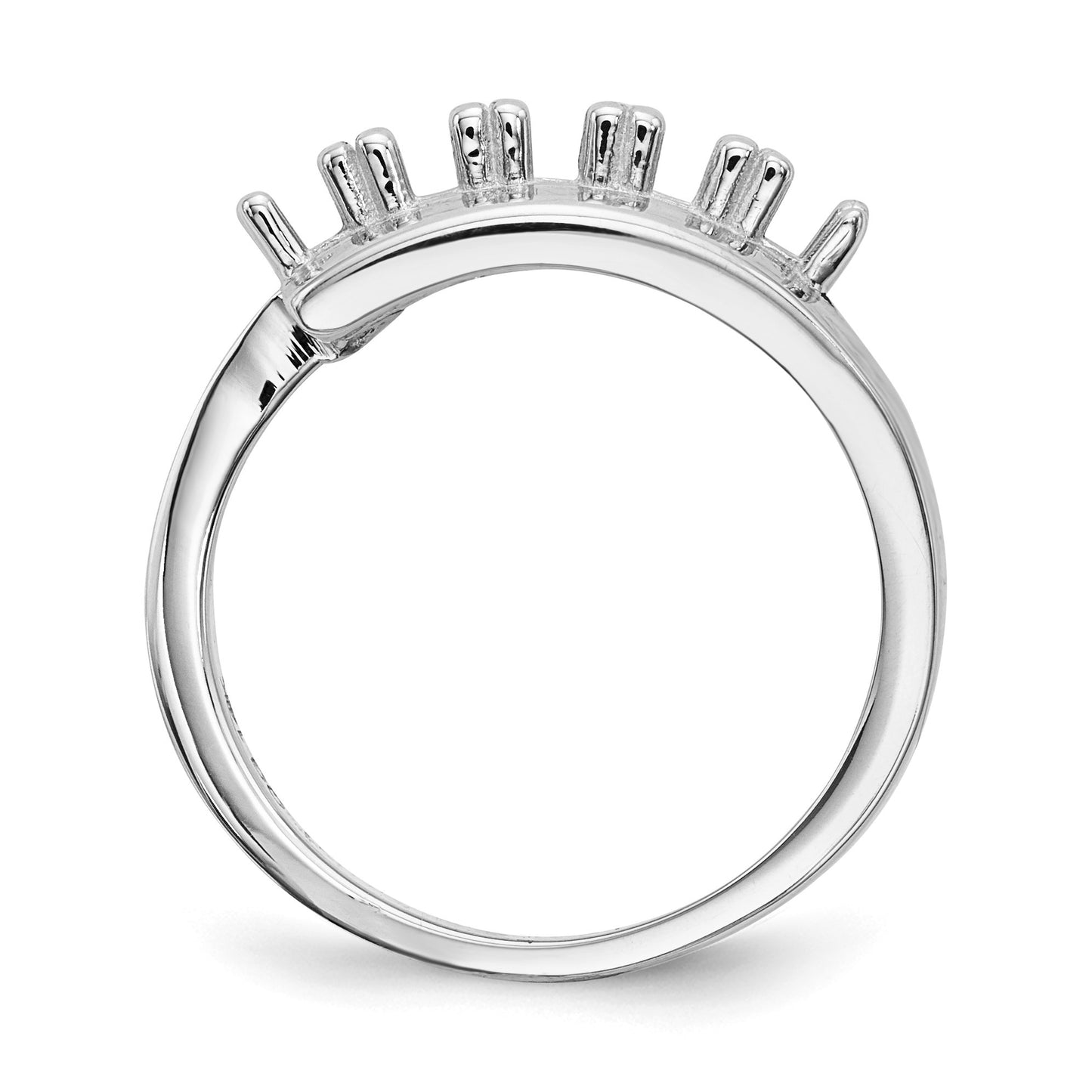 14k White Gold Polished 5-Stone Mothers Ring Mounting