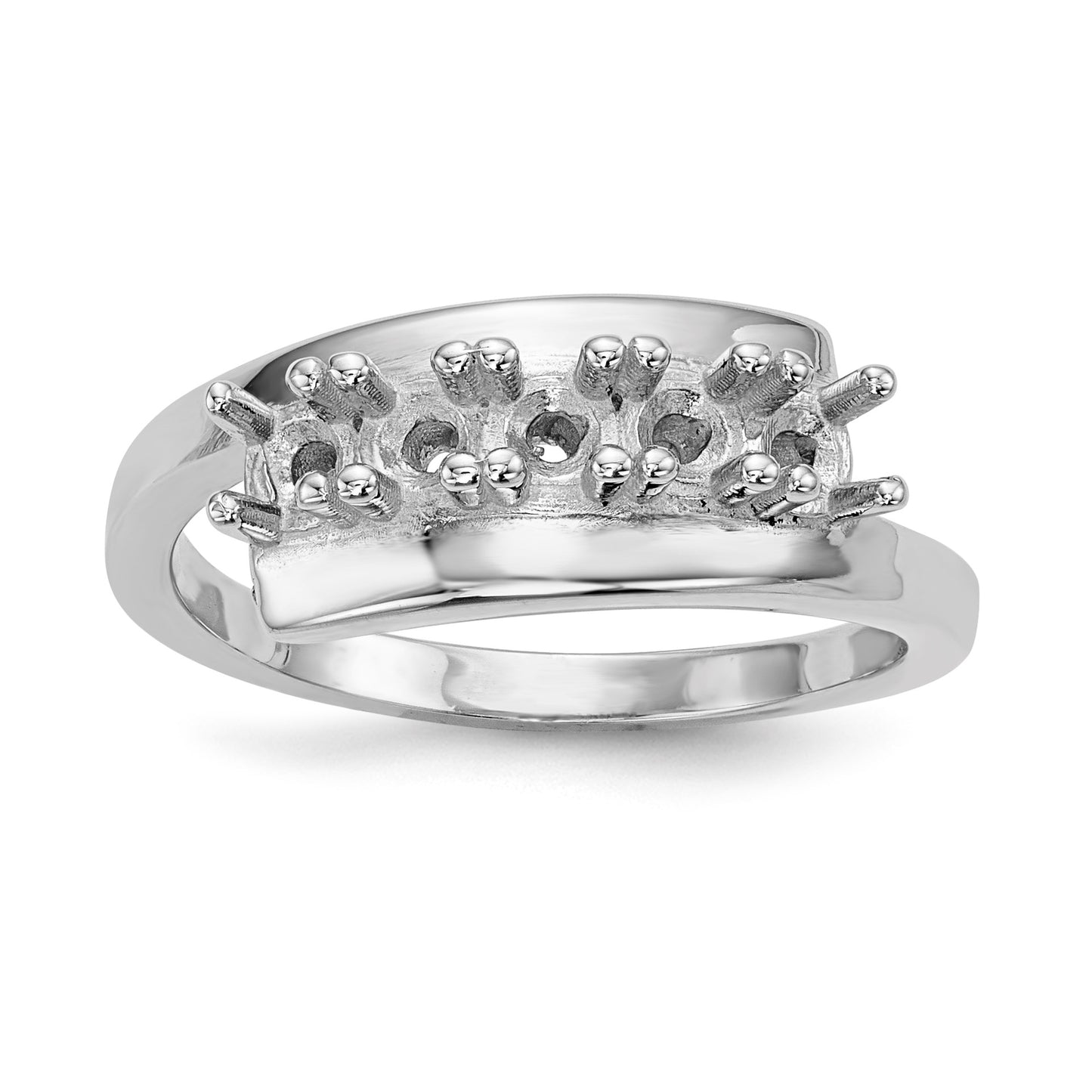 14k White Gold Polished 5-Stone Mothers Ring Mounting
