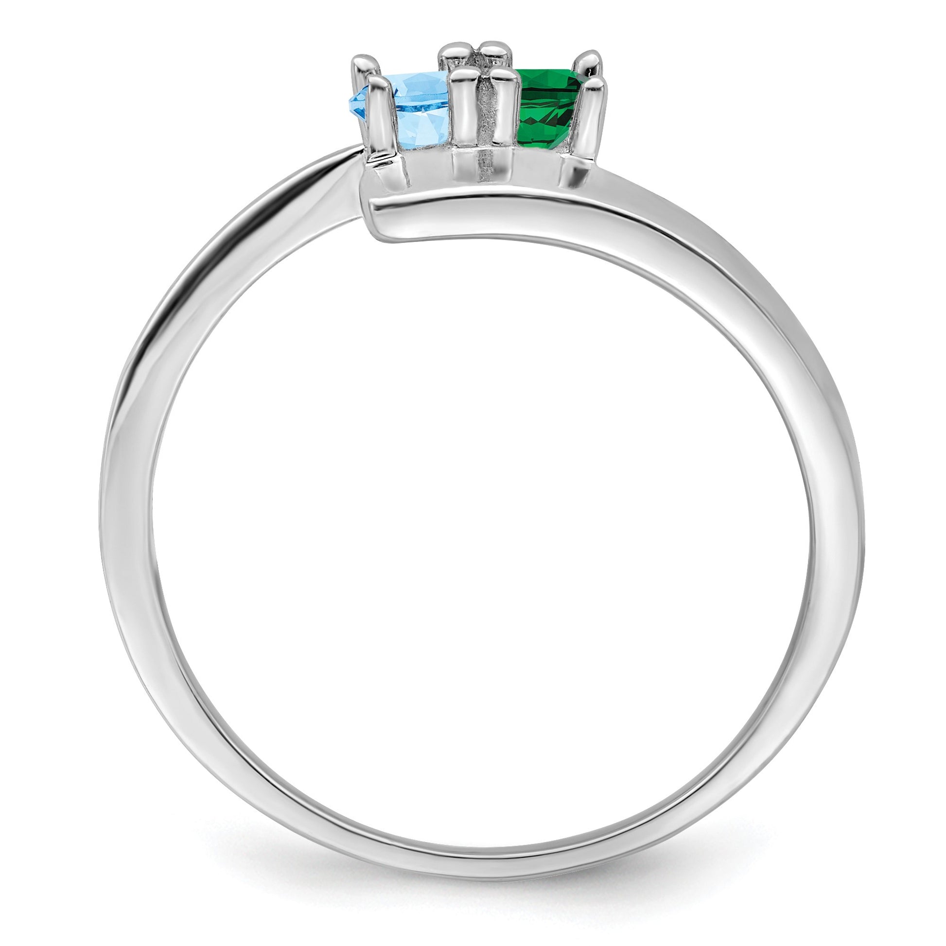 14k White Gold Polished 2-Stone Mothers Ring Mounting