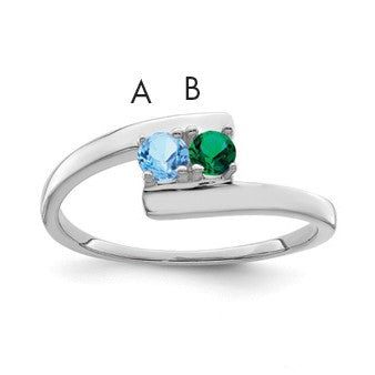 14k White Gold Polished 2-Stone Mothers Ring Mounting