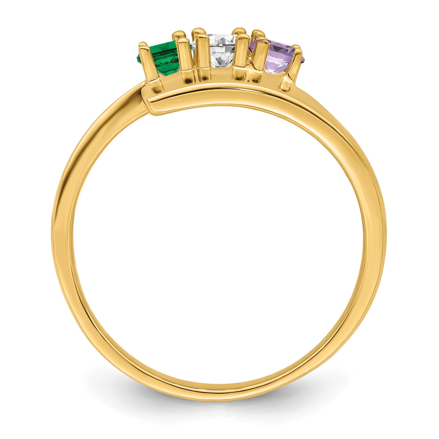 14k Polished 3-Stone Mothers Ring Mounting