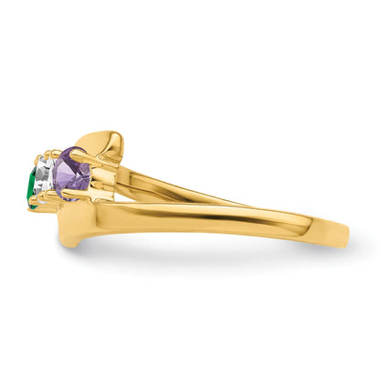 14k Polished 3-Stone Mothers Ring Mounting