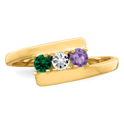 14k Polished 3-Stone Mothers Ring Mounting
