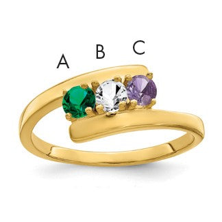 14k Polished 3-Stone Mothers Ring Mounting