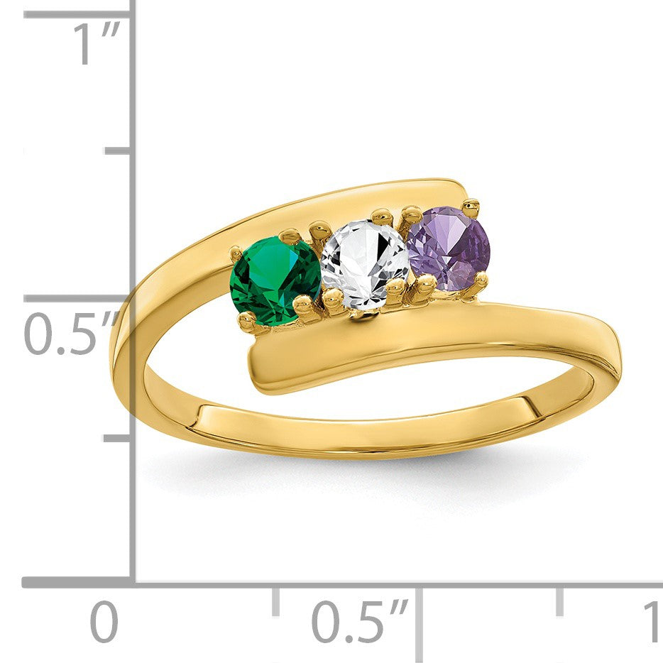 14k Polished 3-Stone Mothers Ring Mounting