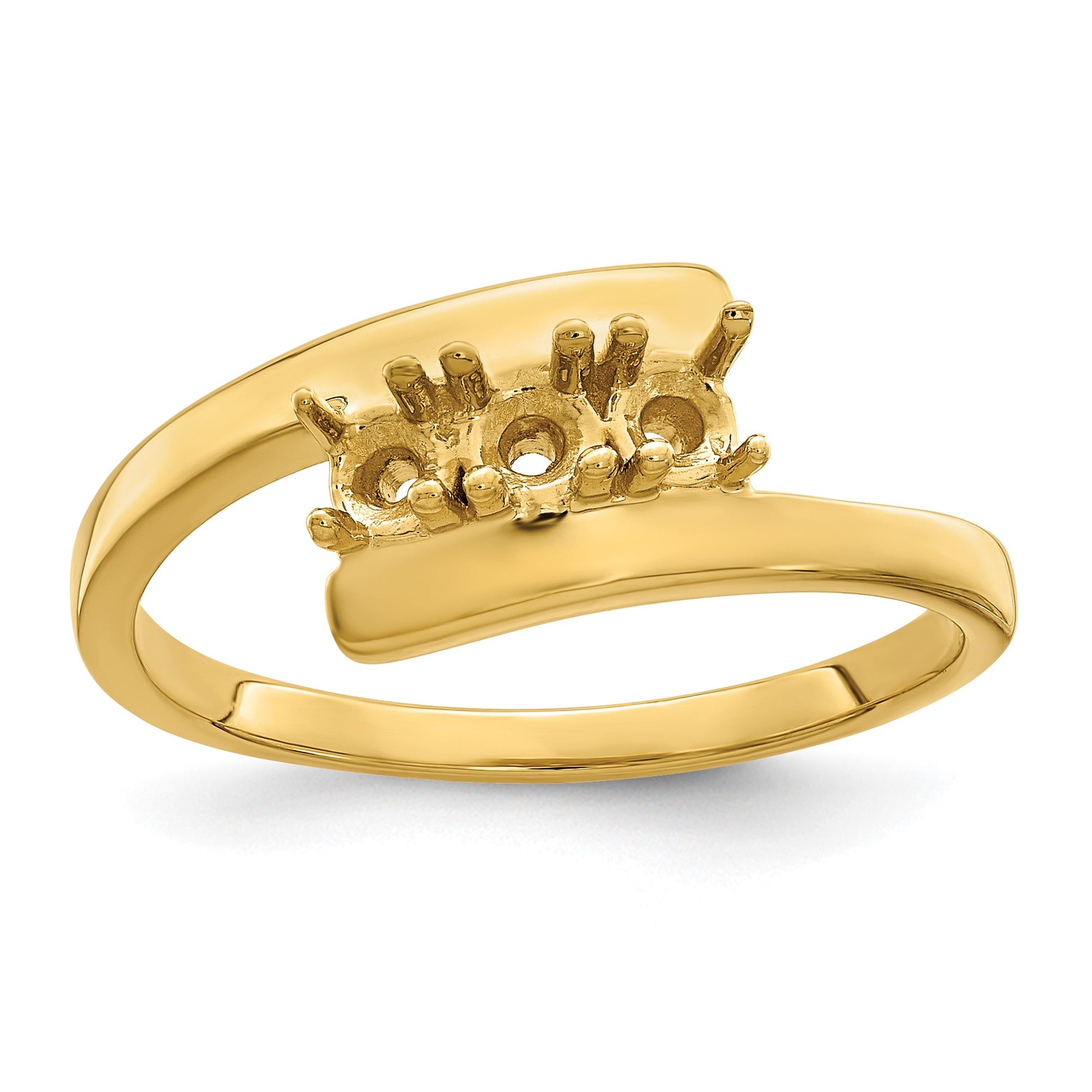 14k Polished 3-Stone Mothers Ring Mounting