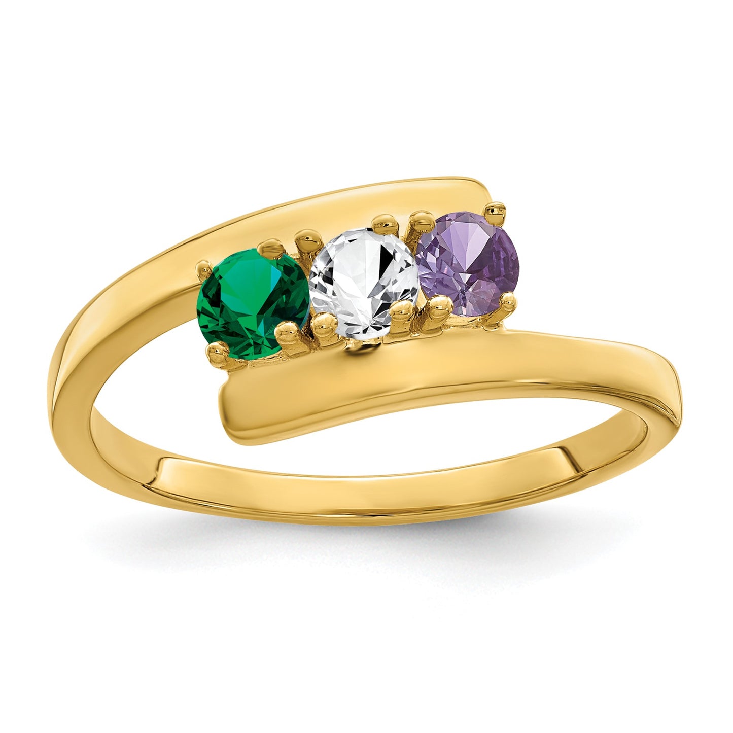 14k Polished 3-Stone Mothers Ring Mounting