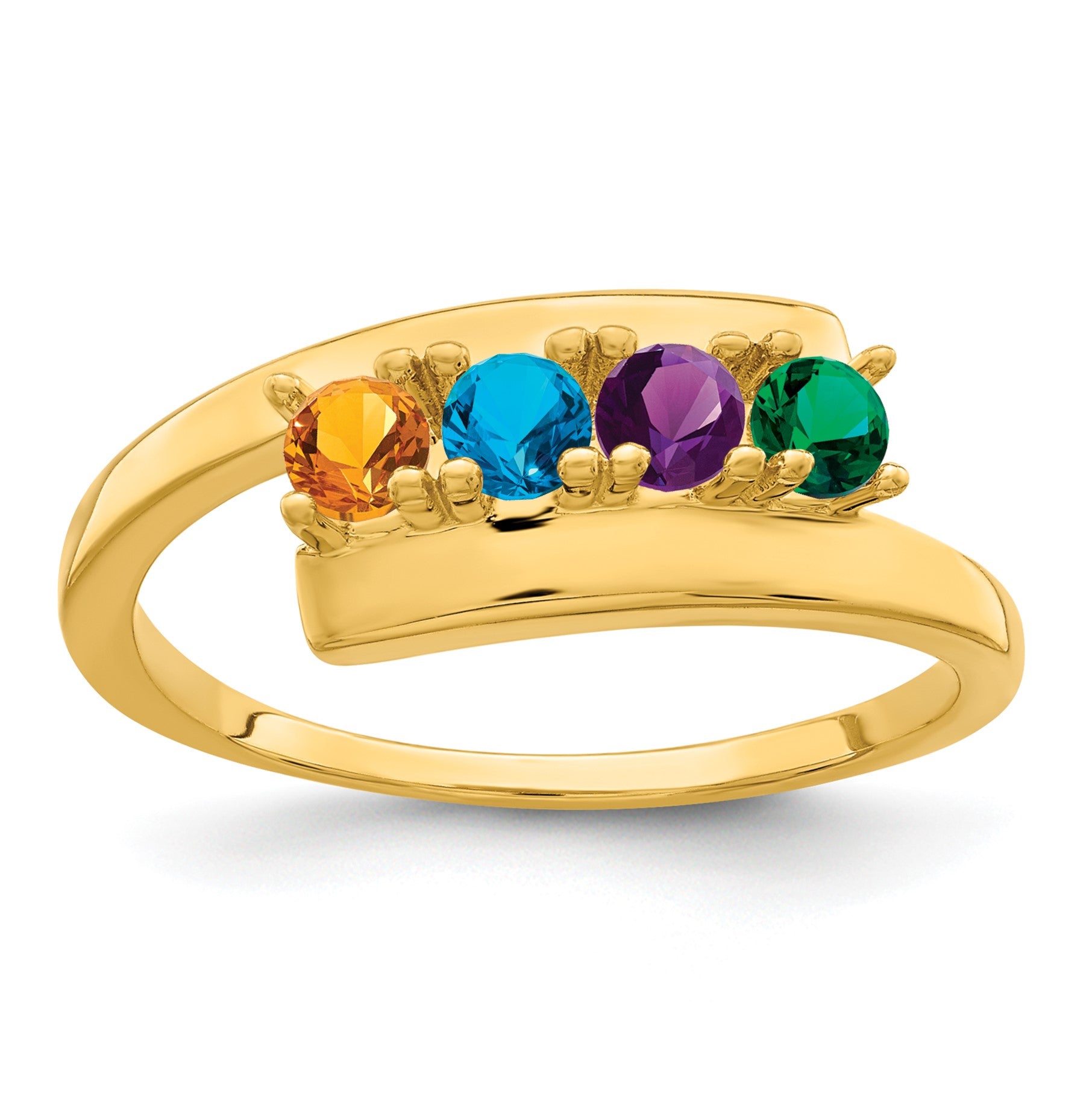 14k Polished 4-Stone Mothers Ring Mounting