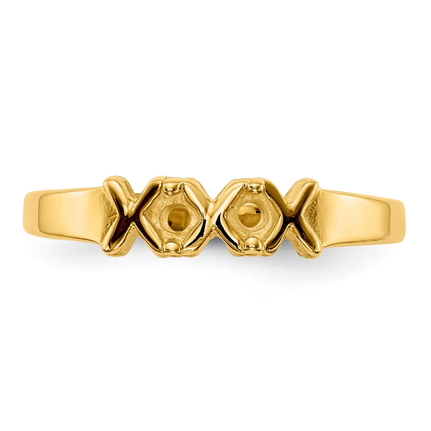 14k Polished 2-Stone Mothers Ring Mounting