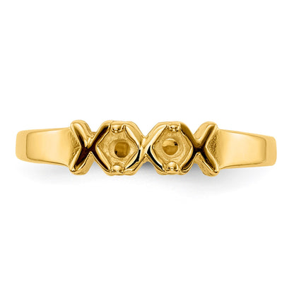14k Polished 2-Stone Mothers Ring Mounting