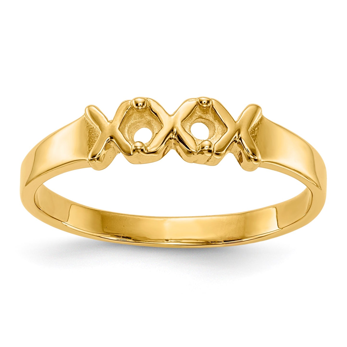 14k Polished 2-Stone Mothers Ring Mounting