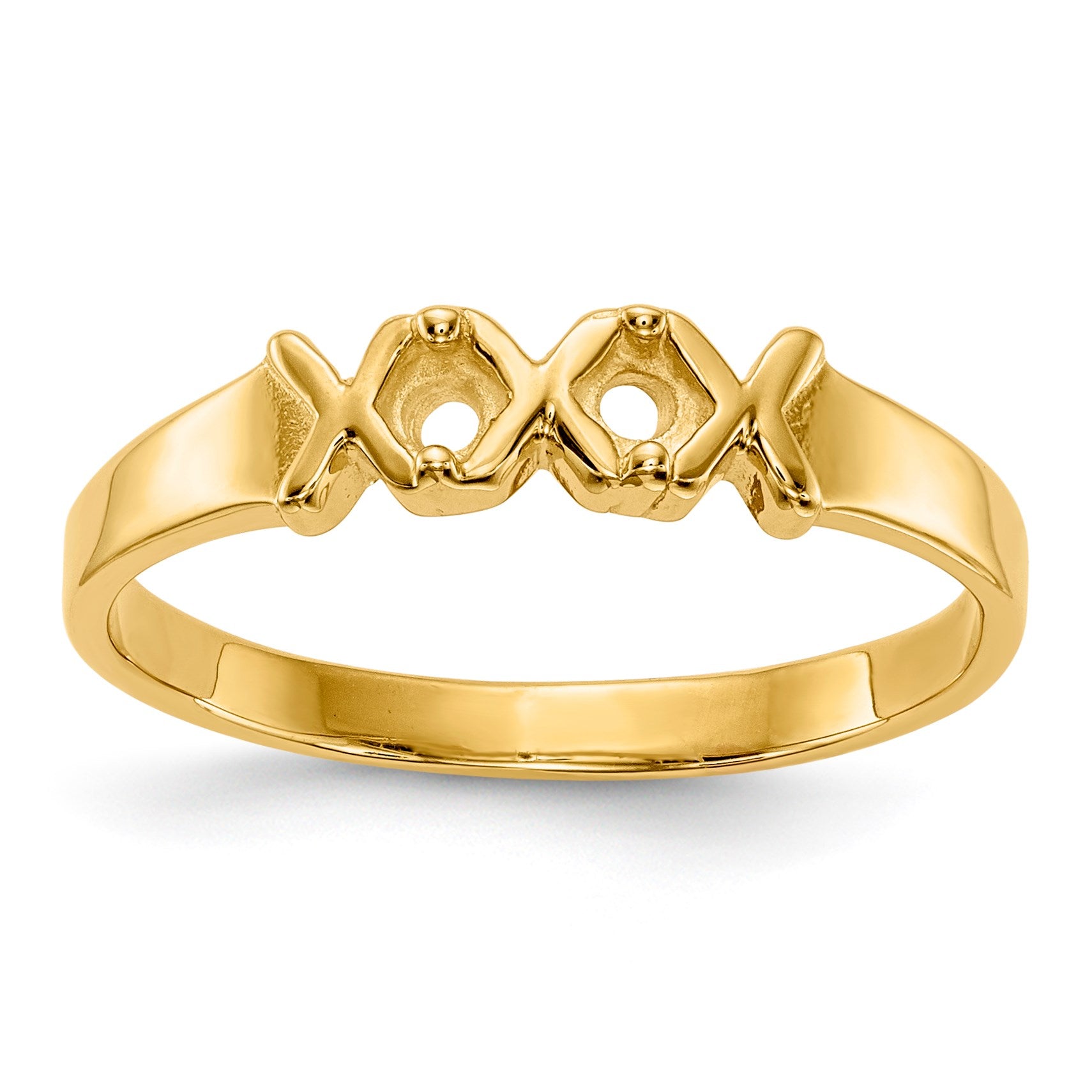 14k Polished 2-Stone Mothers Ring Mounting