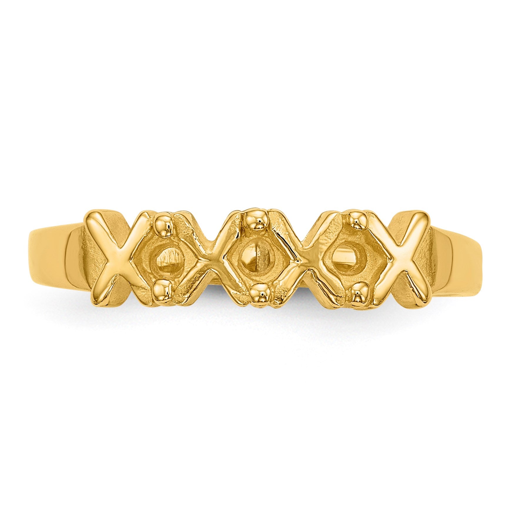 14k Polished 3-Stone Mothers Ring Mounting