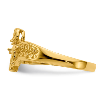 14k Polished 1-Stone Mothers Ring with Angel on Band Mounting