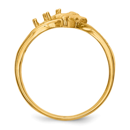 14k Polished 2-Stone Mothers Ring with Angel on Band Mounting