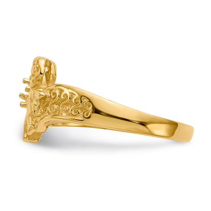 14k Polished 2-Stone Mothers Ring with Angel on Band Mounting