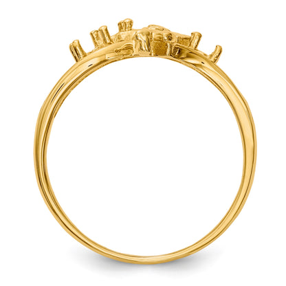 14k Polished 3-Stone Mothers Ring with Angel on Band Mounting