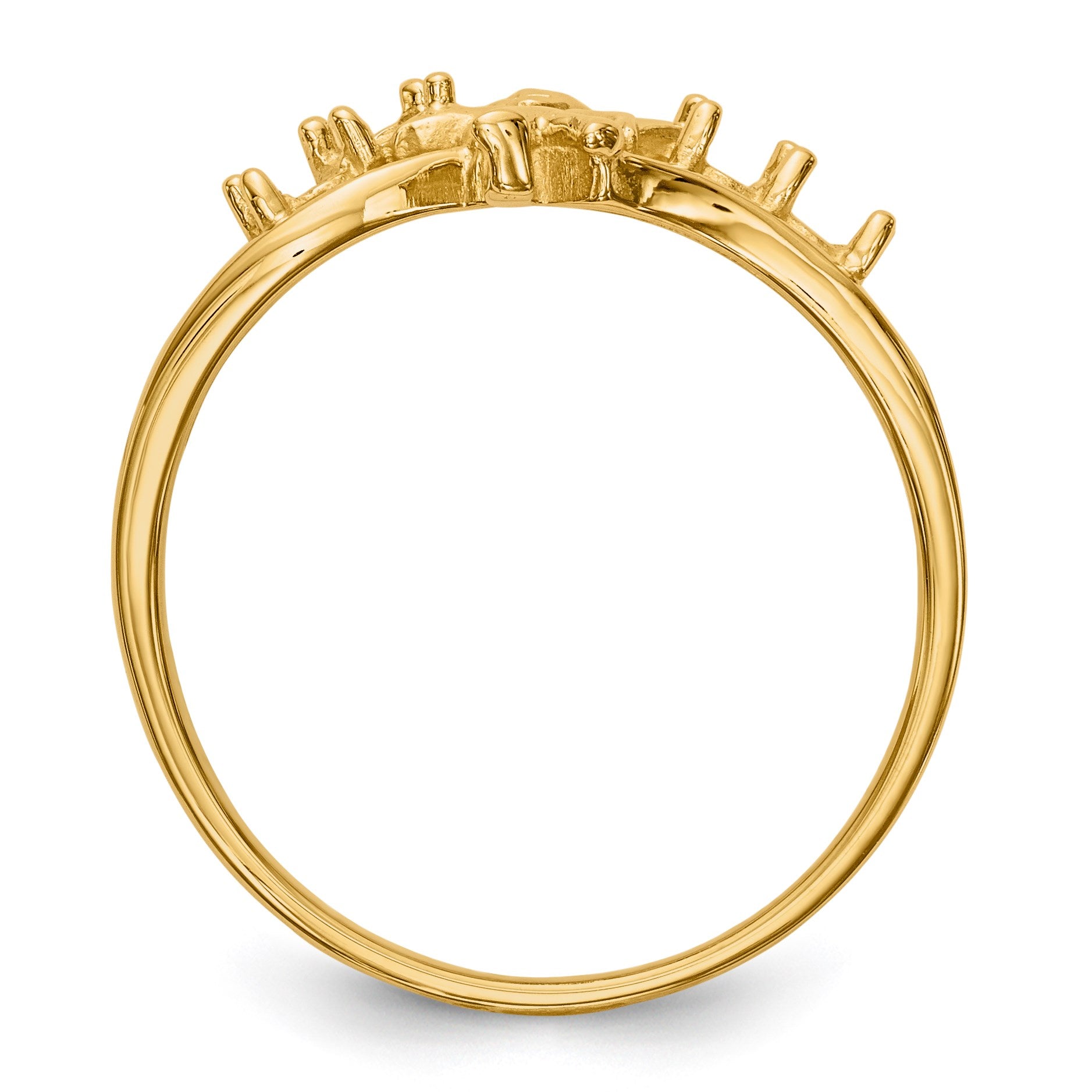 14k Polished 4-Stone Mothers Ring with Angel on Band Mounting