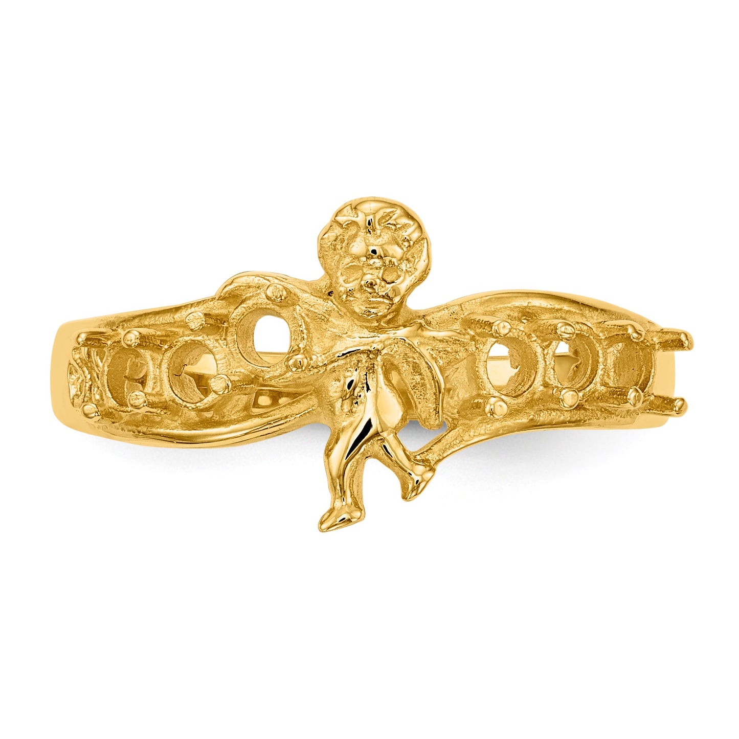 14k Polished 6-Stone Mothers Ring with Angel on Band Mounting