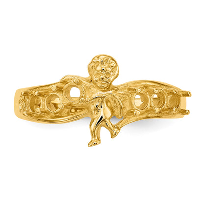 14k Polished 6-Stone Mothers Ring with Angel on Band Mounting