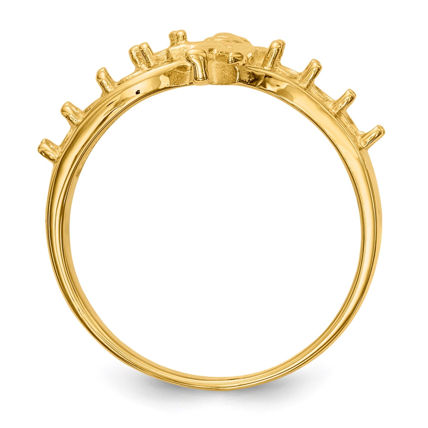 14k Polished 7-Stone Mothers Ring with Angel on Band Mounting