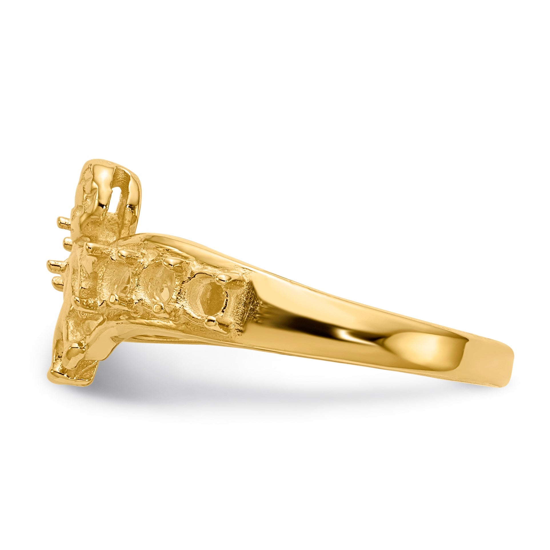 14k Polished 7-Stone Mothers Ring with Angel on Band Mounting