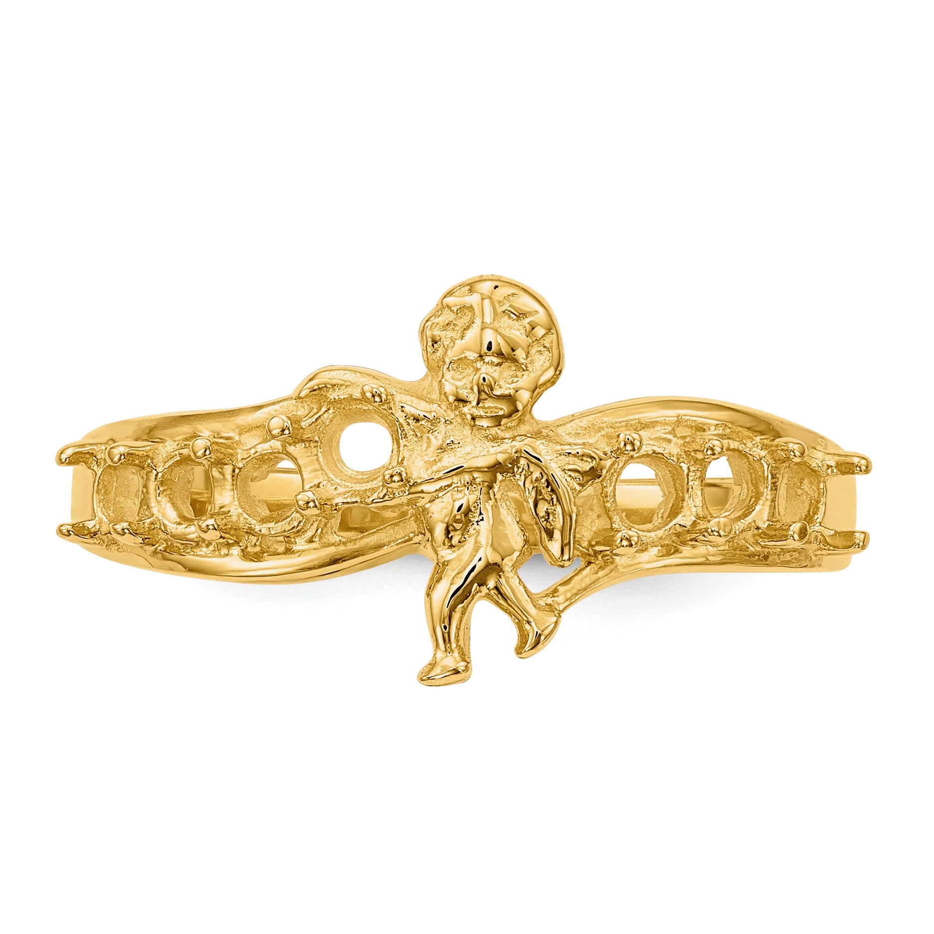 14k Polished 7-Stone Mothers Ring with Angel on Band Mounting