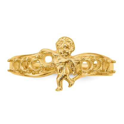 14k Polished 7-Stone Mothers Ring with Angel on Band Mounting
