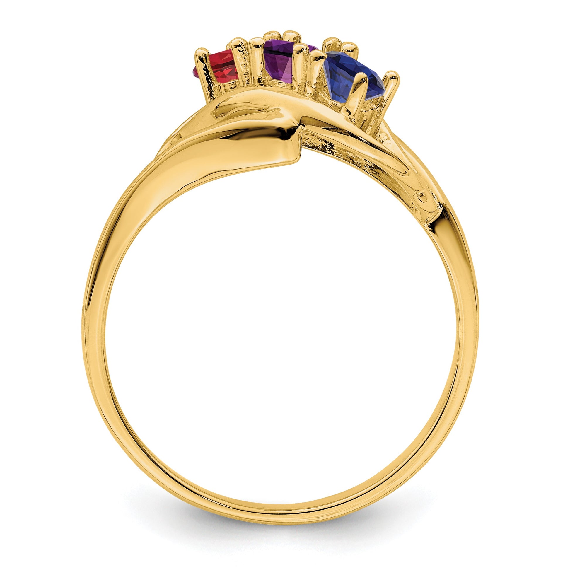 14k Polished 3-Stone Mothers Ring Mounting