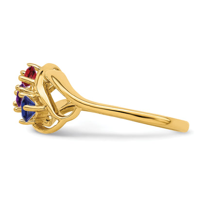 14k Polished 3-Stone Mothers Ring Mounting