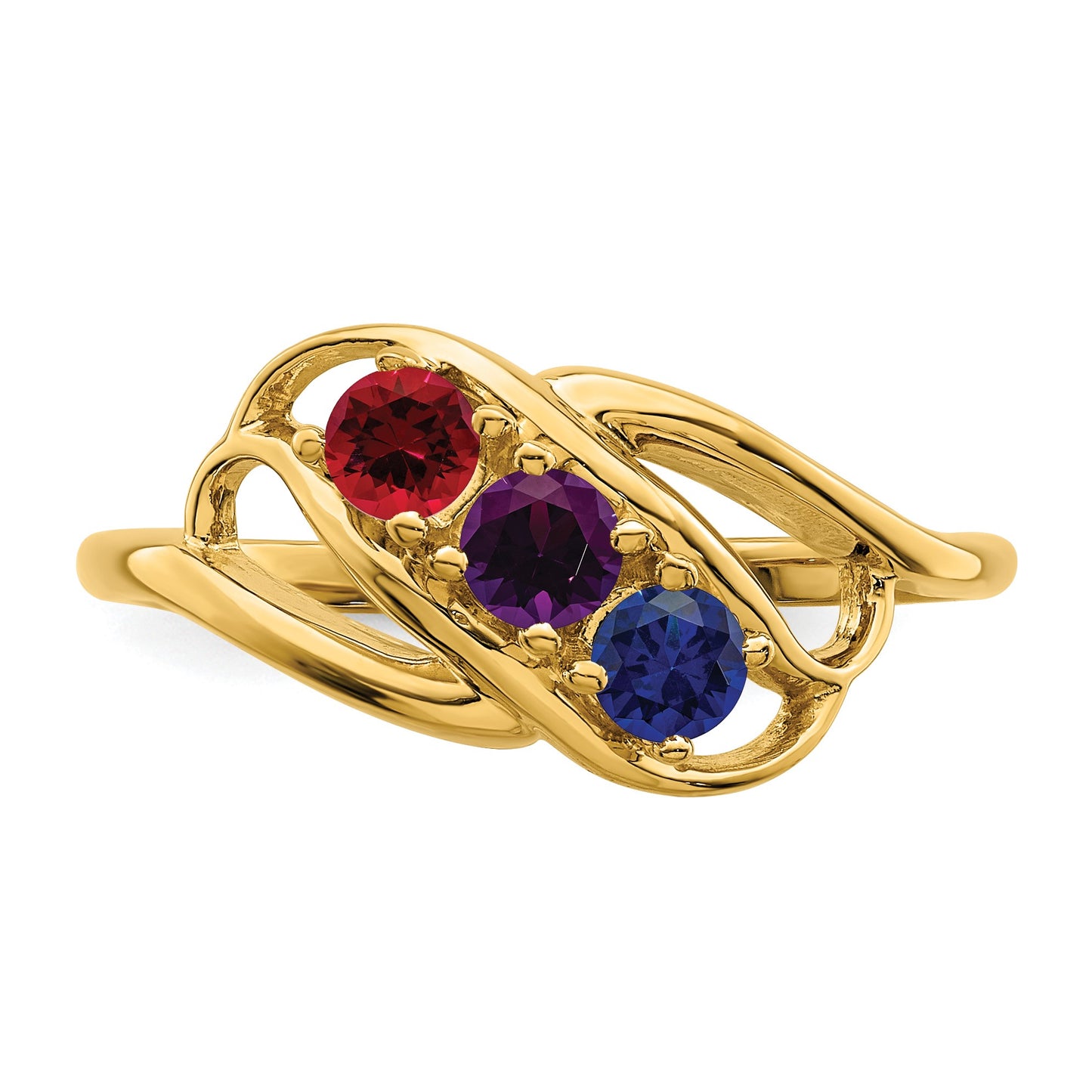 14k Polished 3-Stone Mothers Ring Mounting