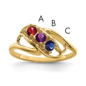 14k Polished 3-Stone Mothers Ring Mounting