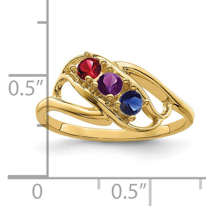 14k Polished 3-Stone Mothers Ring Mounting