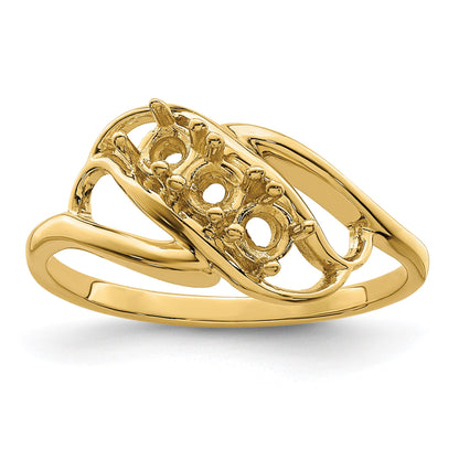 14k Polished 3-Stone Mothers Ring Mounting