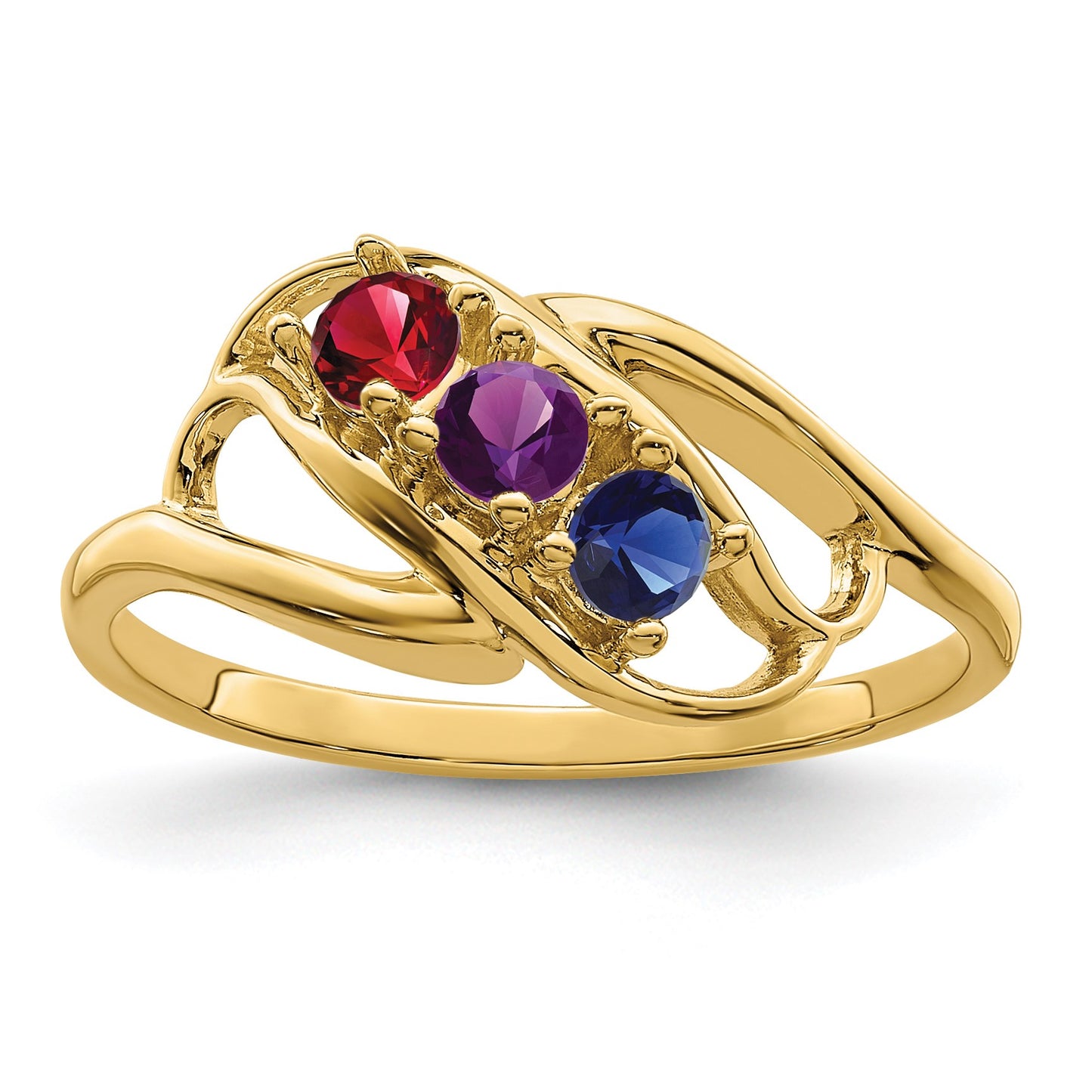 14k Polished 3-Stone Mothers Ring Mounting