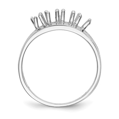 14k White Gold Polished 2-Stone Mothers Ring Mounting