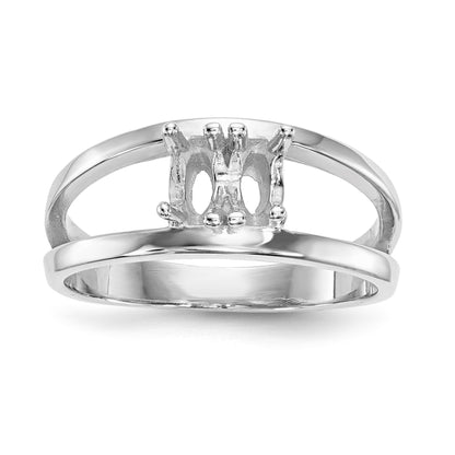 14k White Gold Polished 2-Stone Mothers Ring Mounting