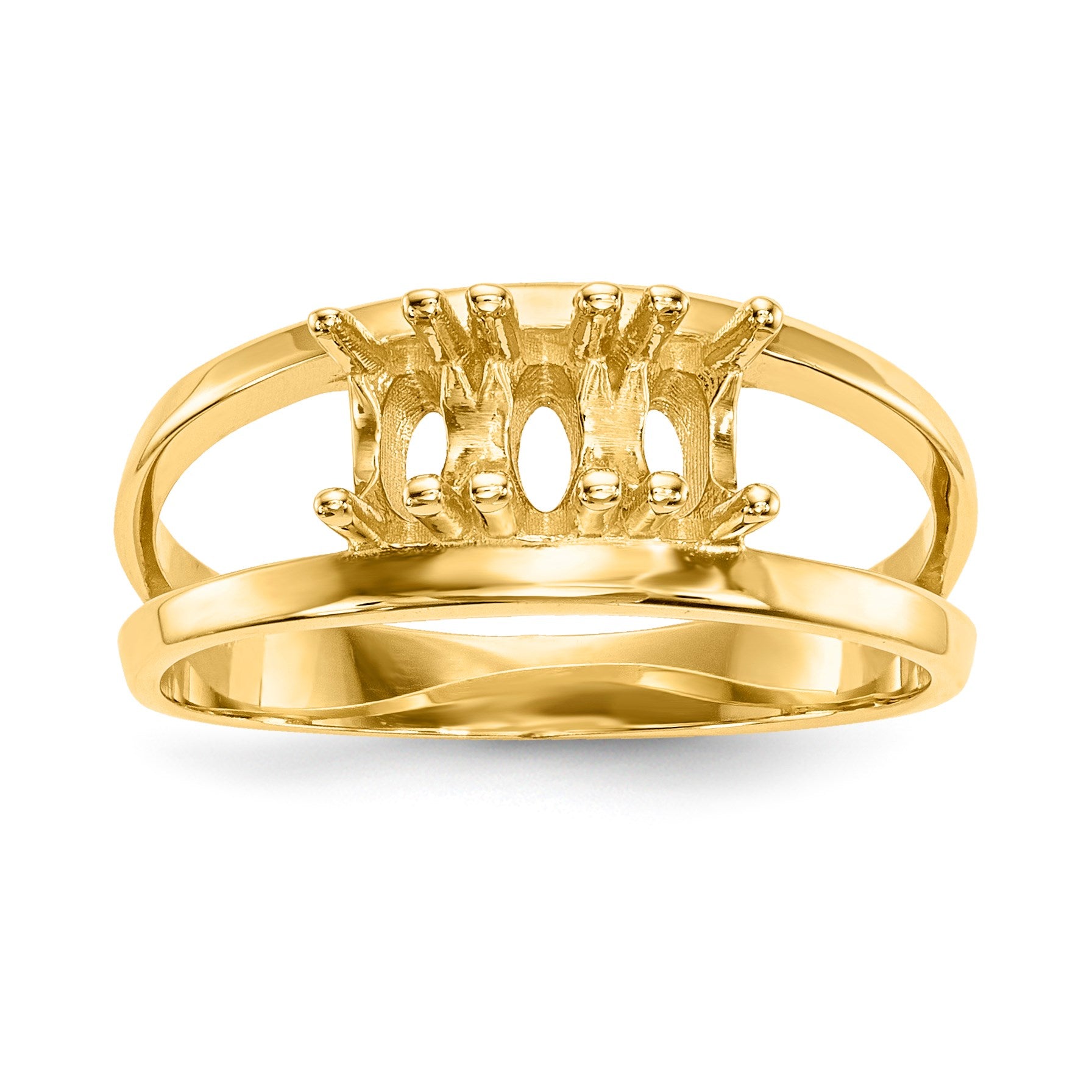 14k Polished 3-Stone Mothers Ring Mounting