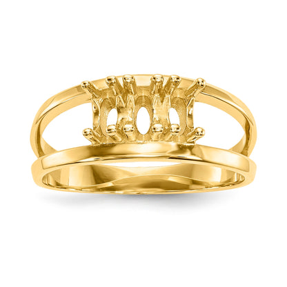14k Polished 3-Stone Mothers Ring Mounting