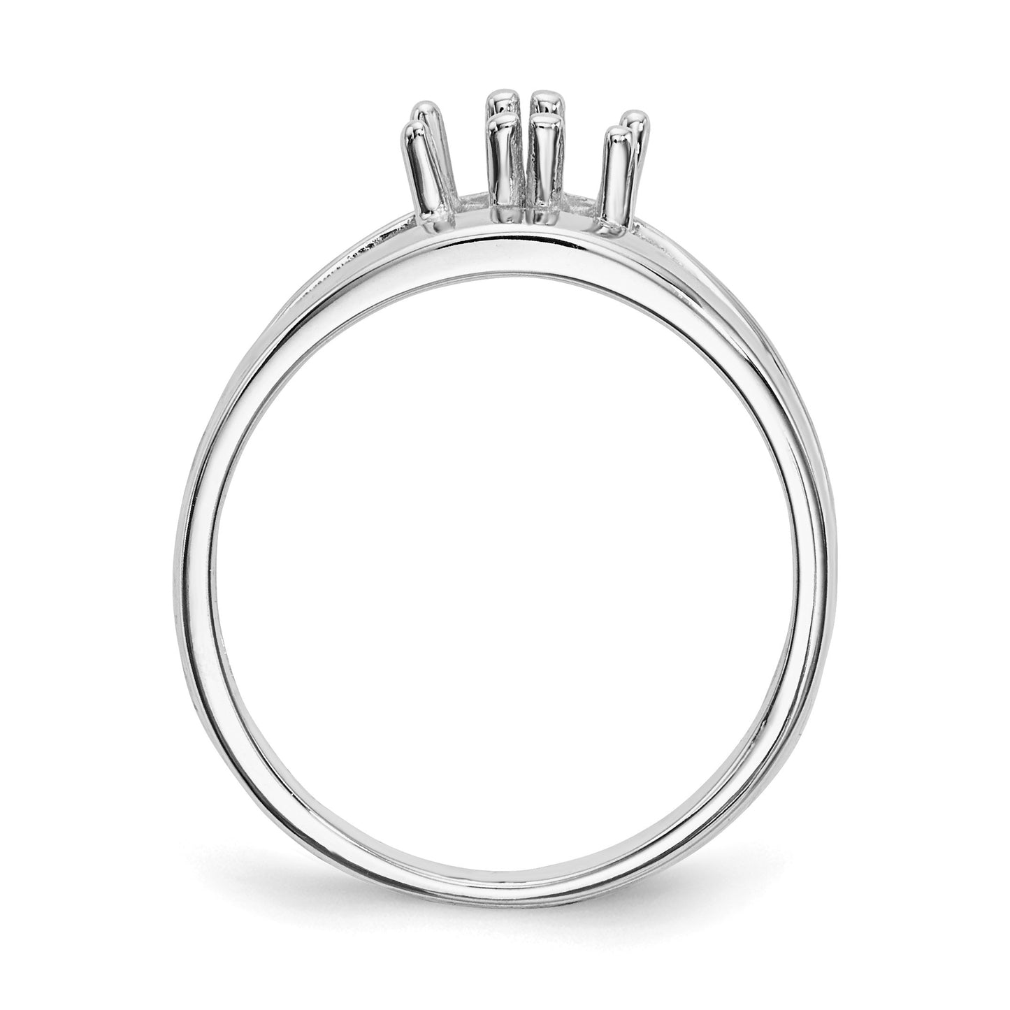 14k White Gold Polished 4-Stone Mothers Ring Mounting