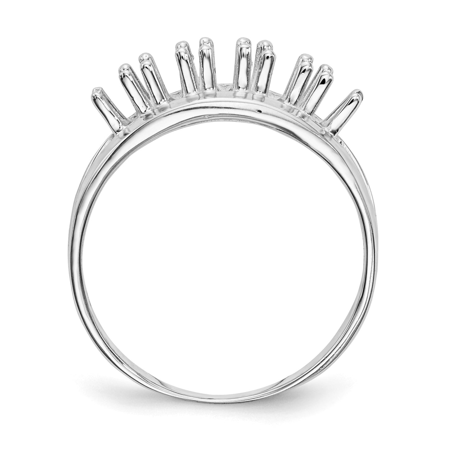 14k White Gold Polished 5-Stone Mothers Ring Mounting