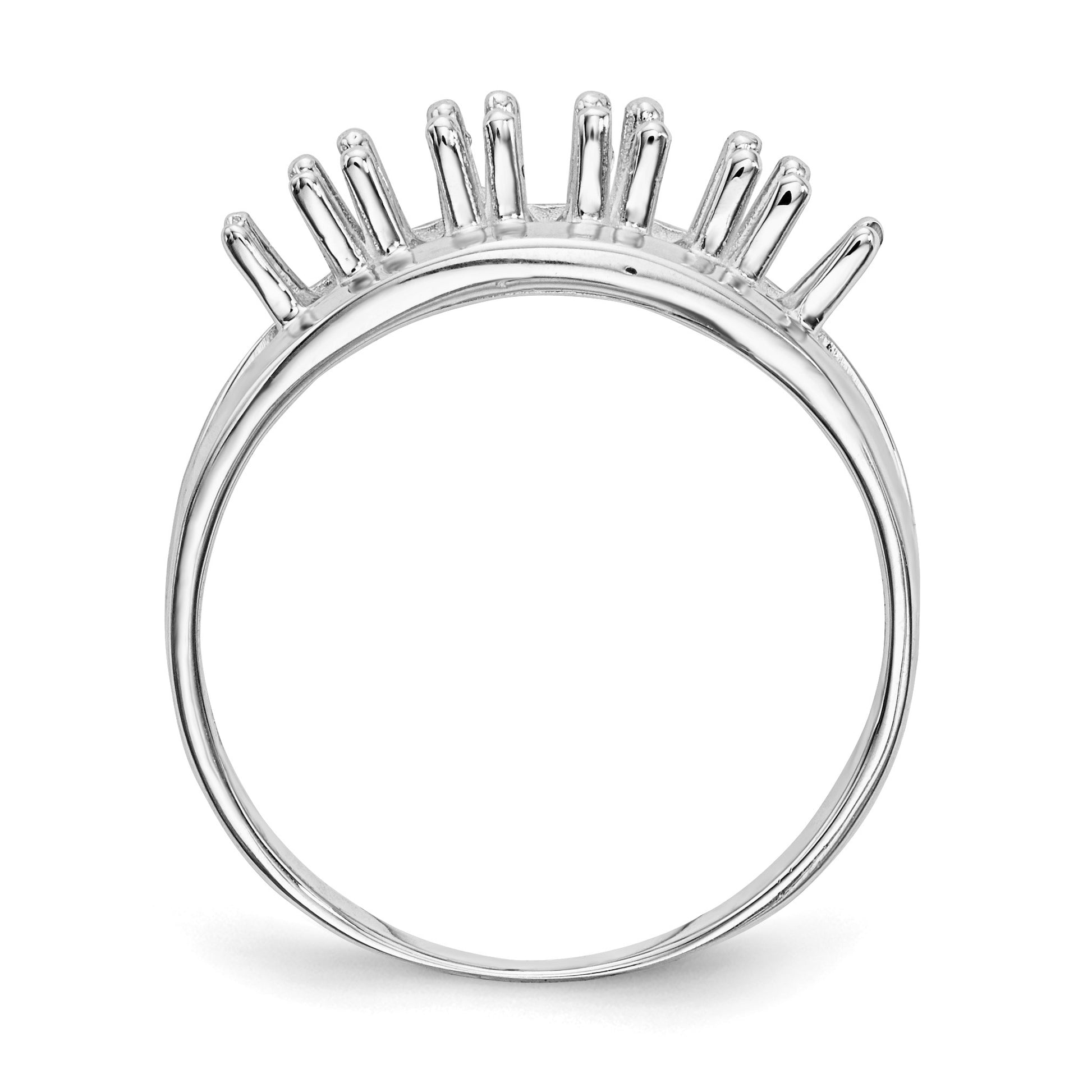 14k White Gold Polished 5-Stone Mothers Ring Mounting