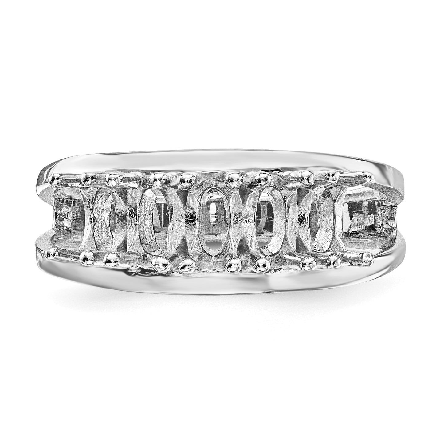 14k White Gold Polished 5-Stone Mothers Ring Mounting