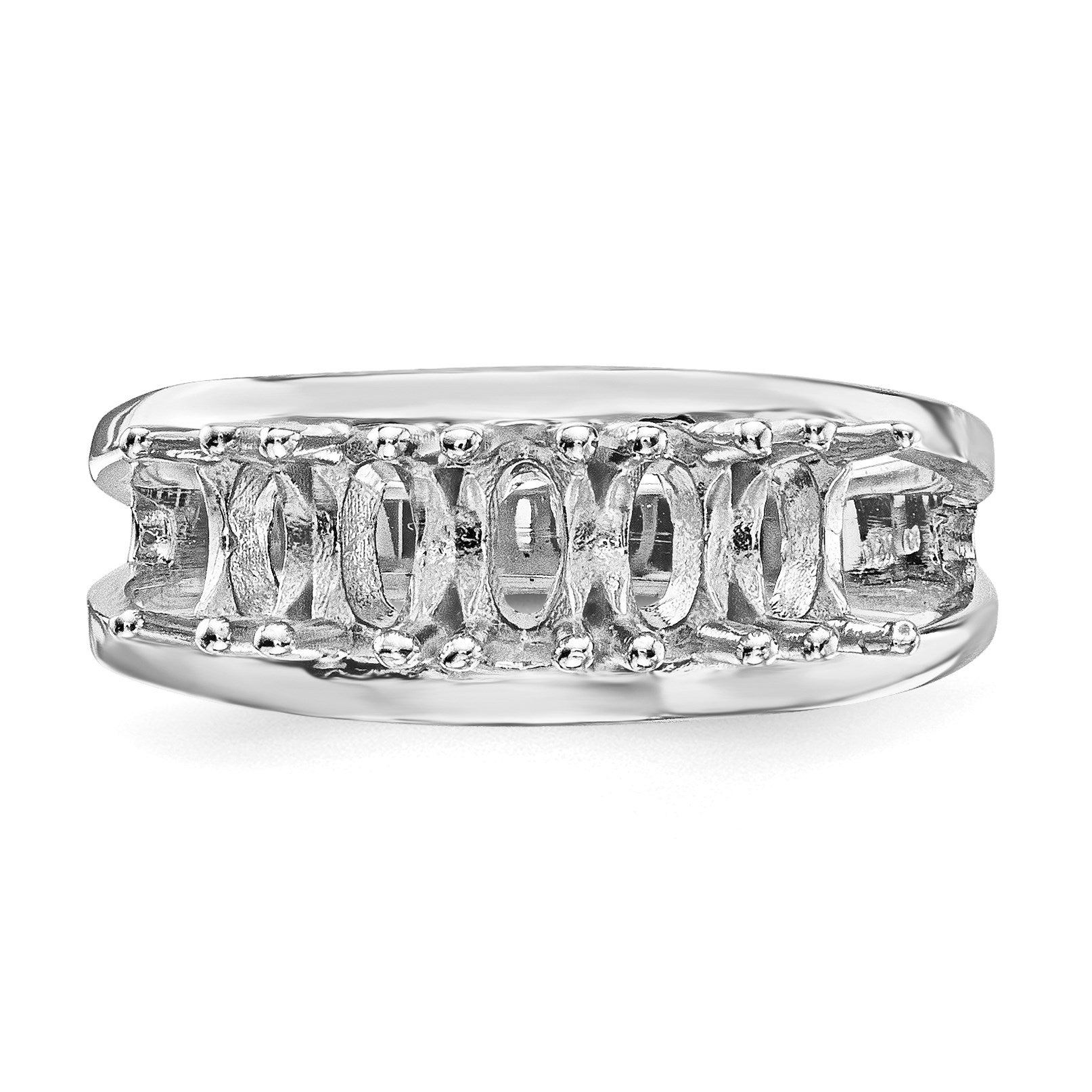14k White Gold Polished 5-Stone Mothers Ring Mounting
