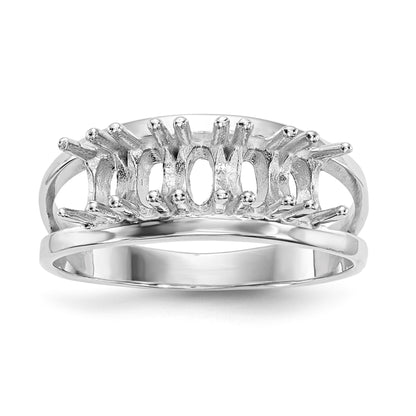 14k White Gold Polished 5-Stone Mothers Ring Mounting