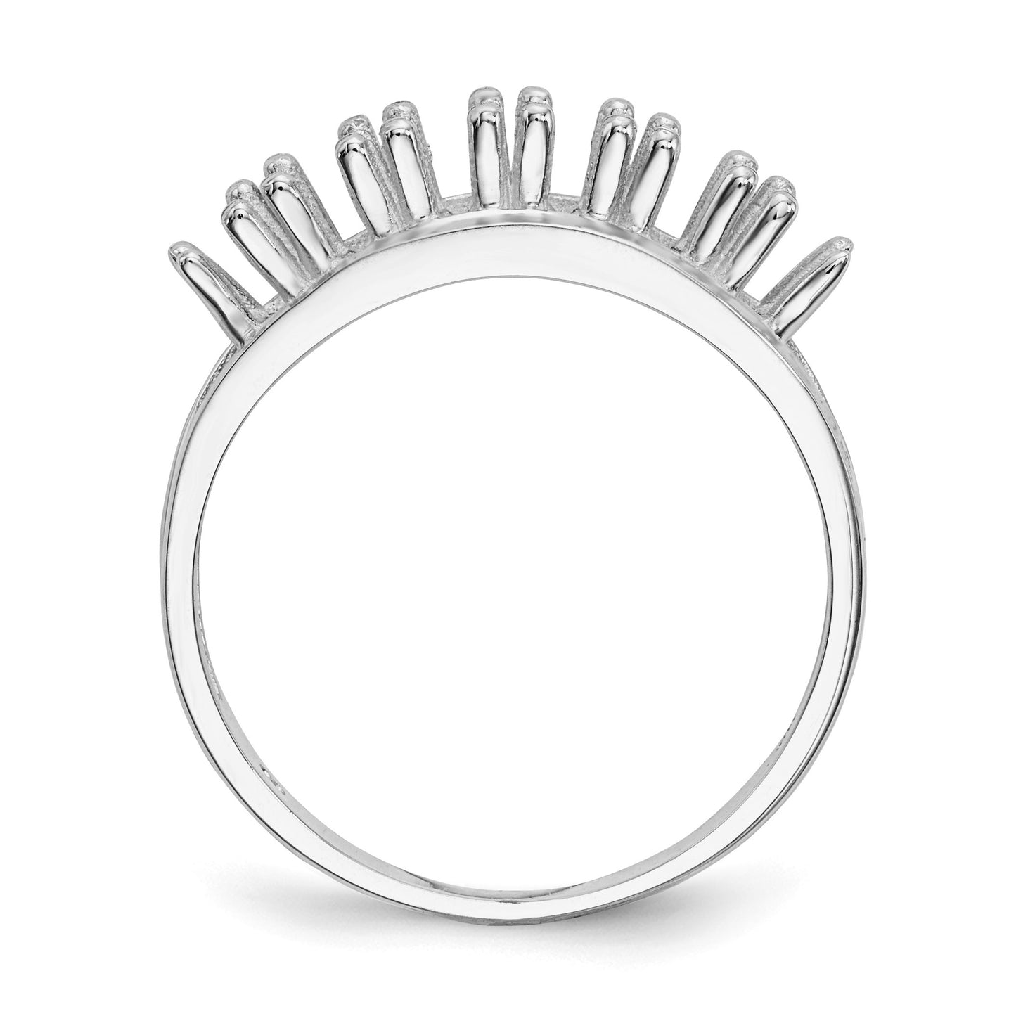 14k White Gold Polished 6-Stone Mothers Ring Mounting