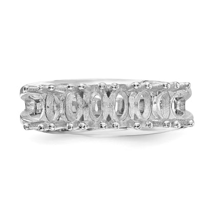14k White Gold Polished 6-Stone Mothers Ring Mounting